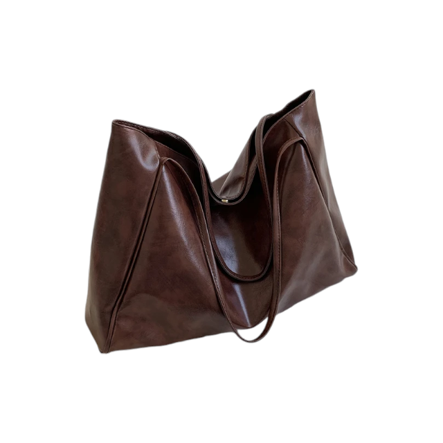 Solid Shoulder Tote Bag Double Handle Minimalist PU - Fashion Vogue