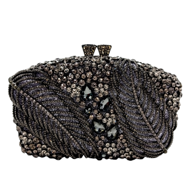Sophisticated and elegant bridal clutch with a sleek, timeless design, perfect for holding essentials and elevating the bride's wedding day attire with understated charm.