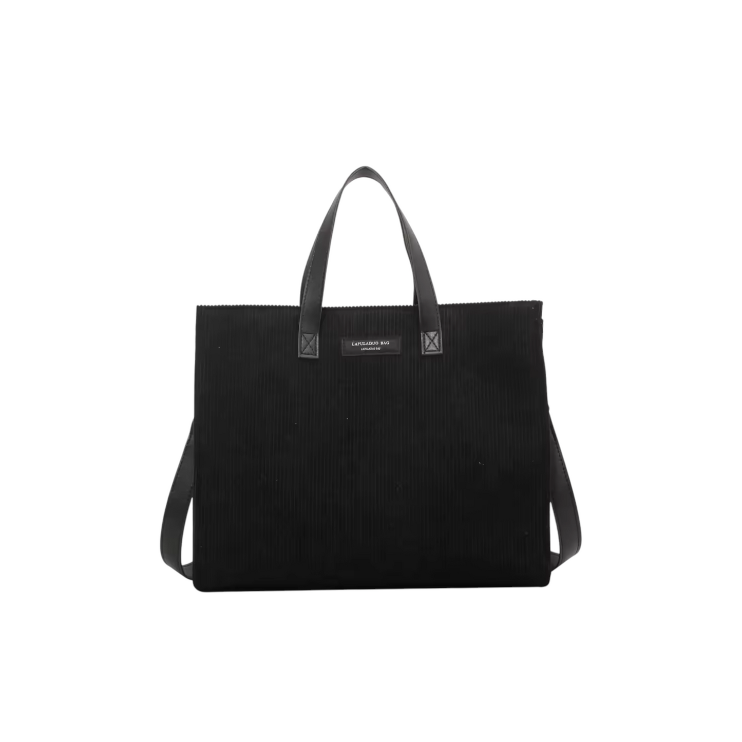 Letter Patch Corduroy Tote Bag - Fashion Vogue 