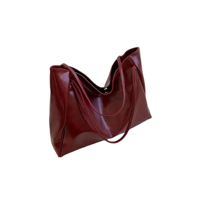 Solid Shoulder Tote Bag Double Handle Minimalist PU - Fashion Vogue 