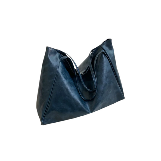 Solid Shoulder Tote Bag Double Handle Minimalist PU - Fashion Vogue 