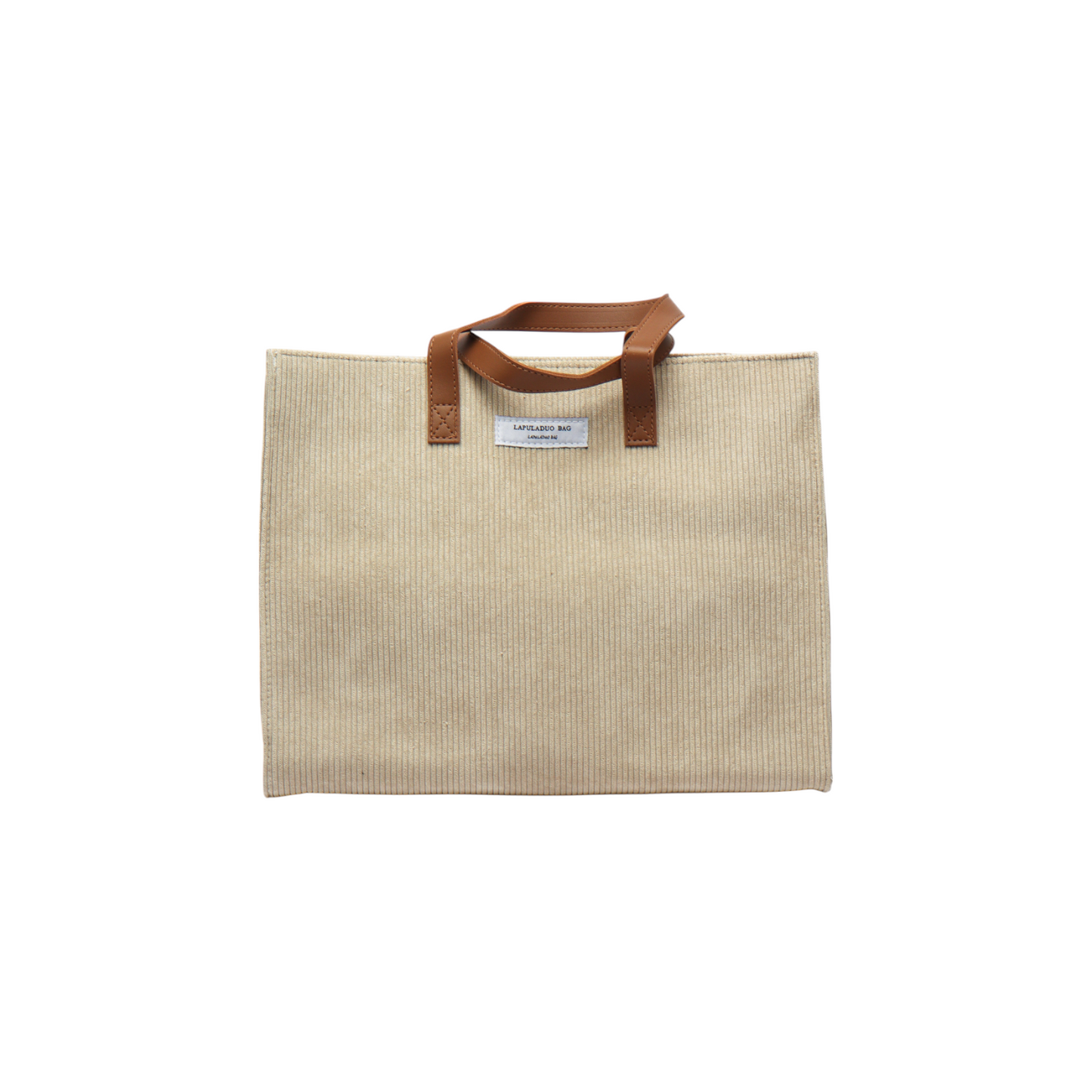 Letter Patch Corduroy Tote Bag - Fashion Vogue 