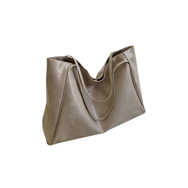 Solid Shoulder Tote Bag Double Handle Minimalist PU - Fashion Vogue 