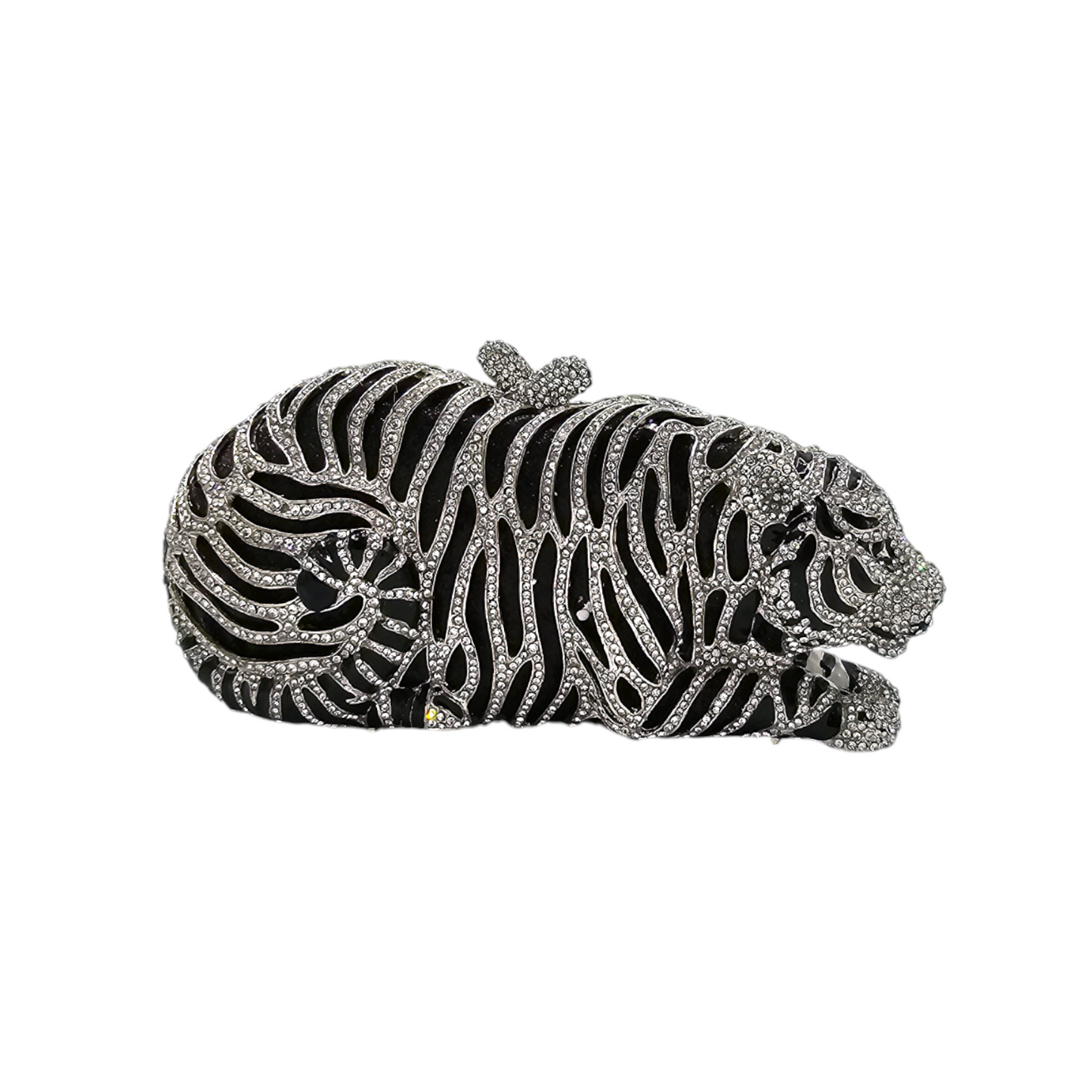 Luxury Bridal Tiger clutch with intricate detailing, adorned with high-quality crystals. This sophisticated accessory elevates any bridal outfit, offering a perfect mix of elegance and wild beauty.