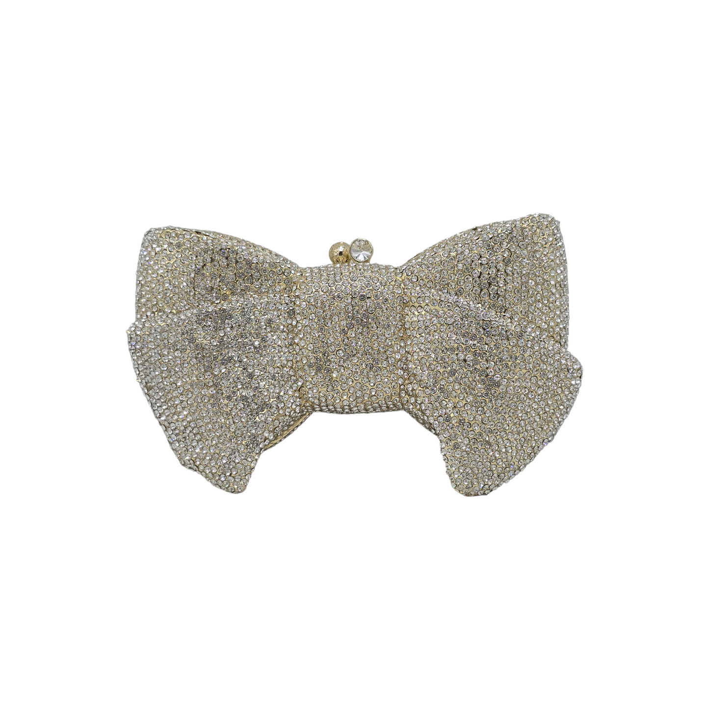 Timeless bridal bow clutch with a luxurious satin finish, sparkling embellishments, and a delicate chain for versatile styling. A perfect wedding day accessory for a touch of romance and charm.