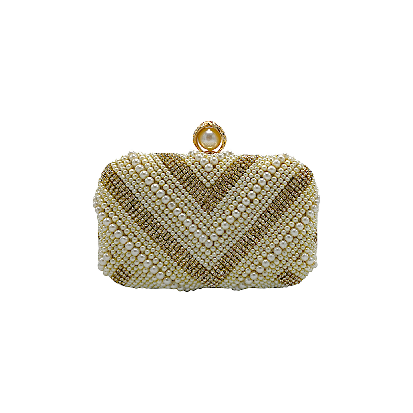 V shaped Pearl Beaded Clutch - Fashion Vogue 