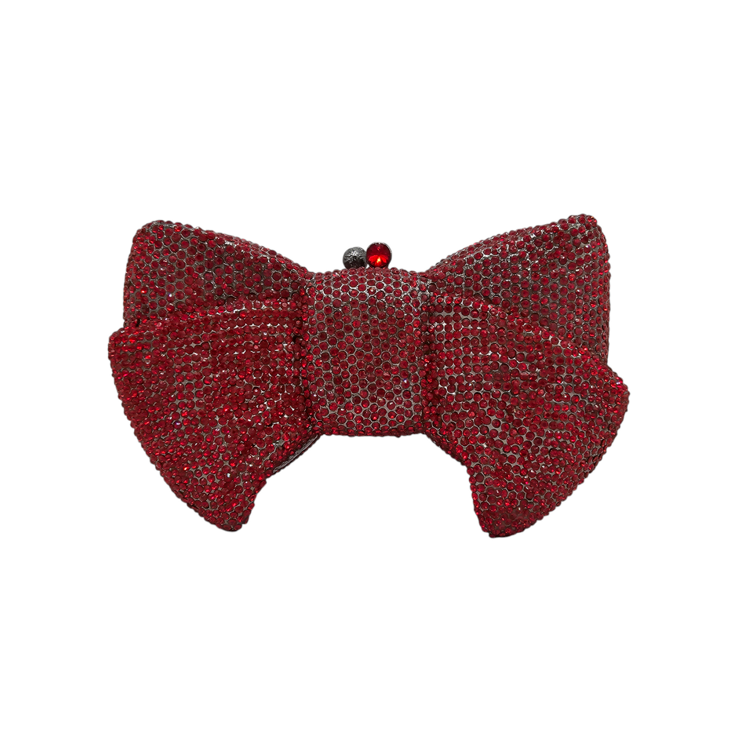 Timeless bridal bow clutch with a luxurious satin finish, sparkling embellishments, and a delicate chain for versatile styling. A perfect wedding day accessory for a touch of romance and charm.