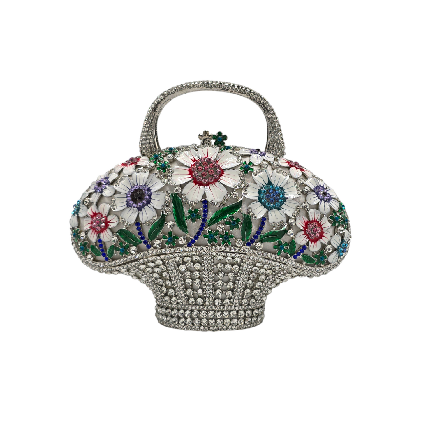 Stylish Flower Basket clutch,adorned with vibrant blossoms for a fresh, stylish look. Ideal for adding a pop of color and elegance to your evening or formal attire.