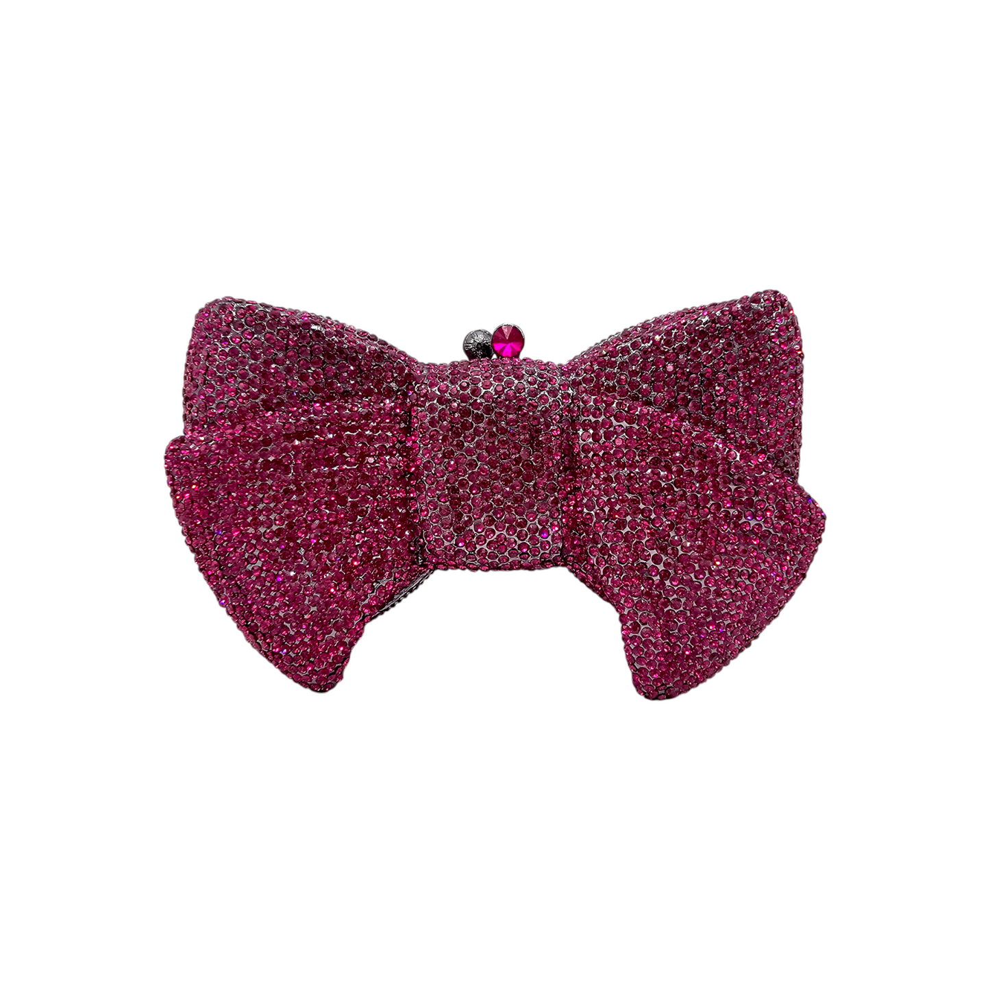 Timeless bridal bow clutch with a luxurious satin finish, sparkling embellishments, and a delicate chain for versatile styling. A perfect wedding day accessory for a touch of romance and charm.