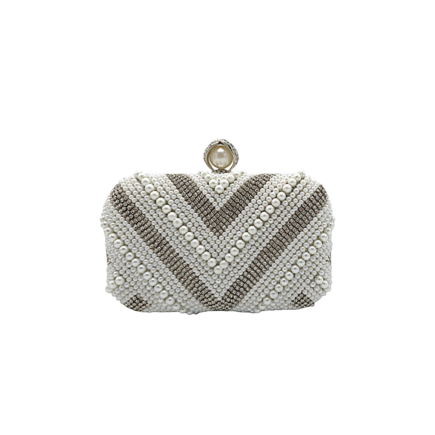 V shaped Pearl Beaded Clutch - Fashion Vogue 
