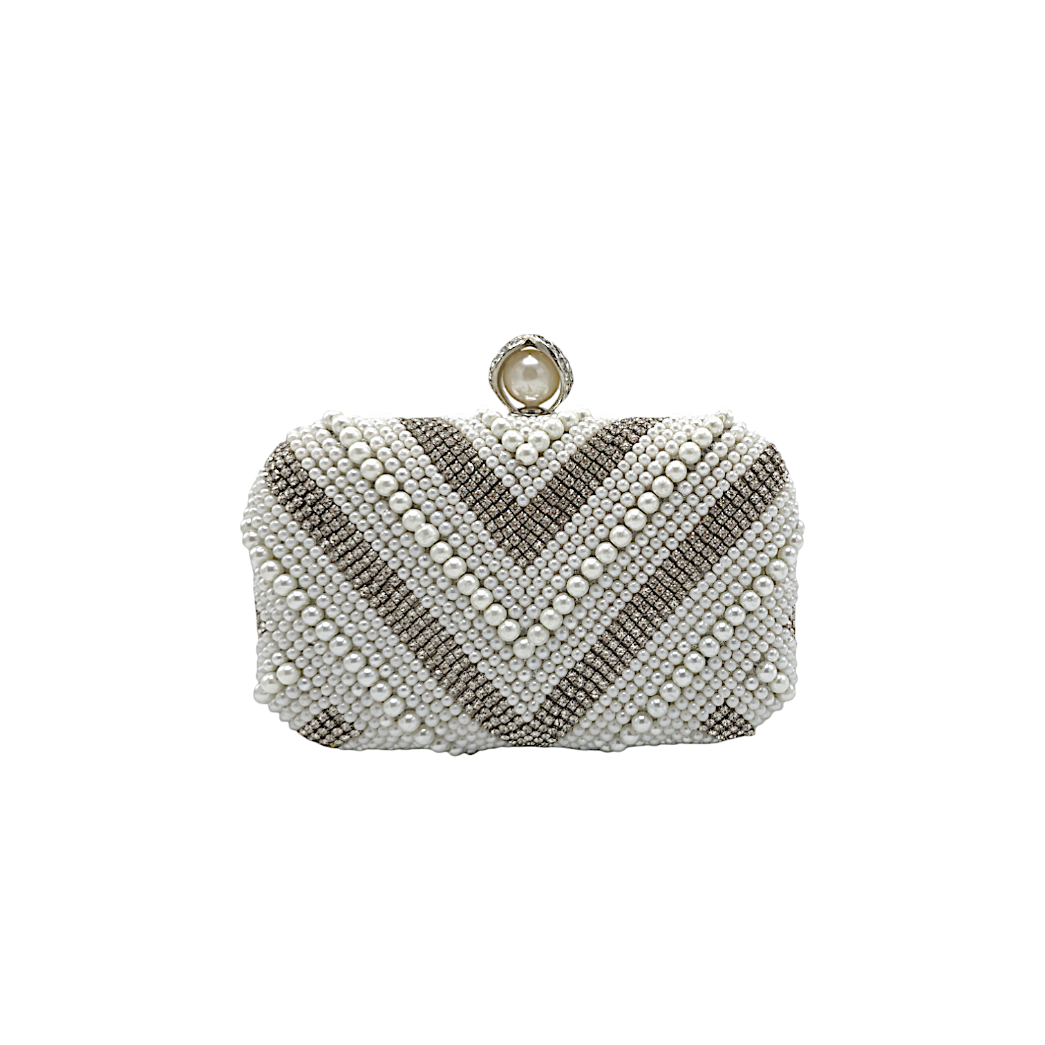 V shaped Pearl Beaded Clutch - Fashion Vogue 
