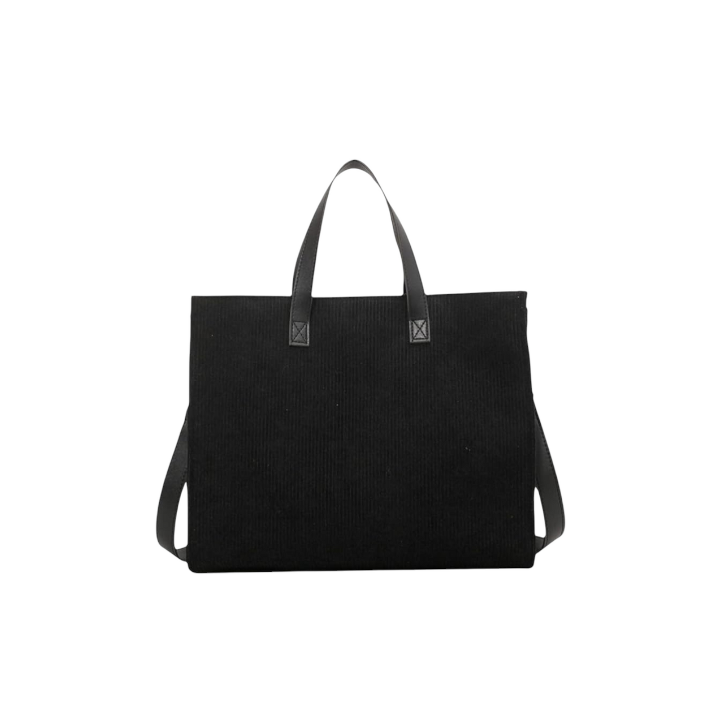 Letter Patch Corduroy Tote Bag - Fashion Vogue 