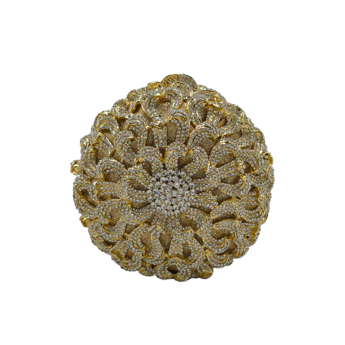 Stunning beautiful Flower clutch with a unique sun-inspired design, offering a bold and glamorous accessory to complement the bride's special day ensemble.