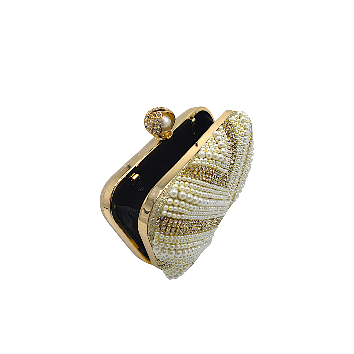 V shaped Pearl Beaded Clutch - Fashion Vogue 
