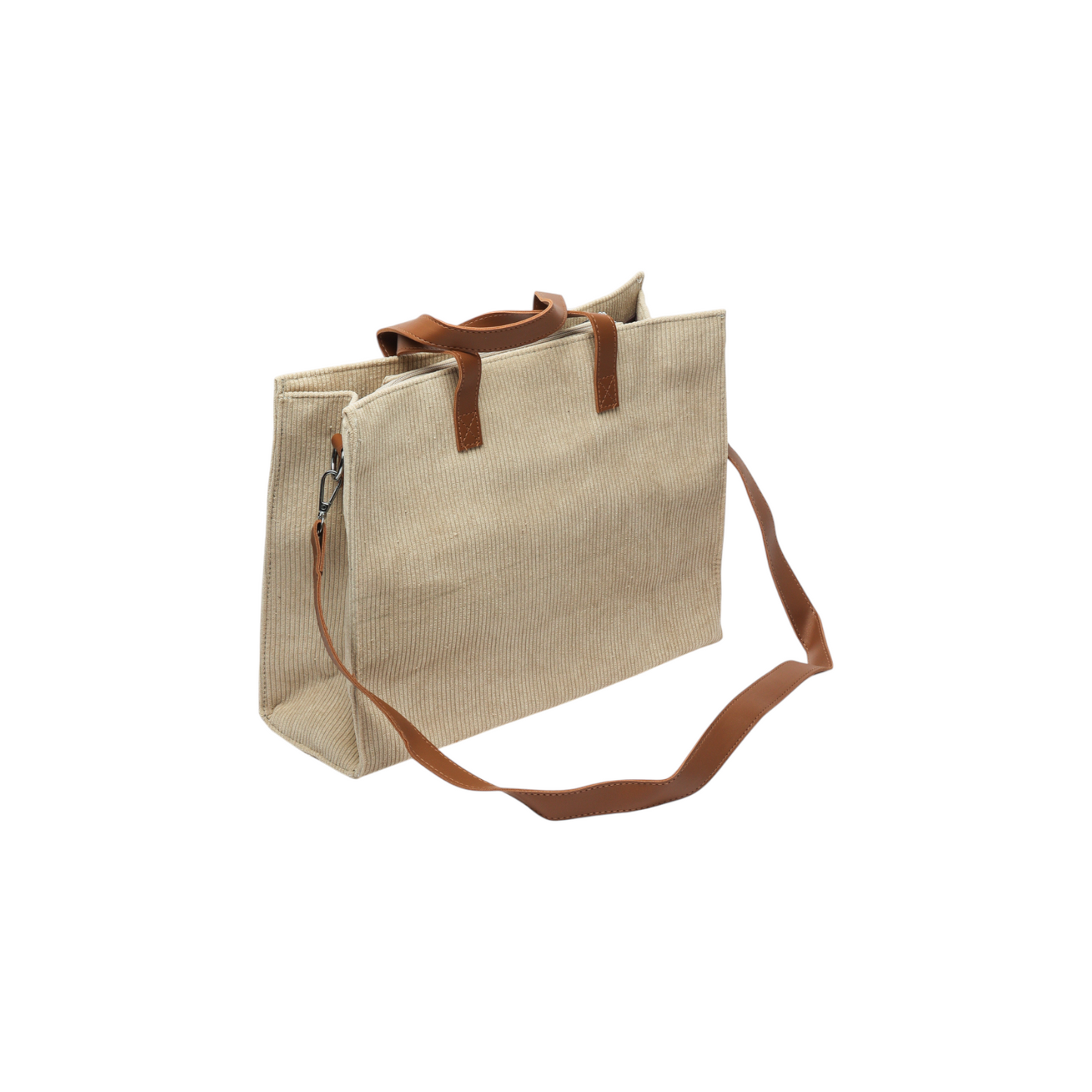 Letter Patch Corduroy Tote Bag - Fashion Vogue 