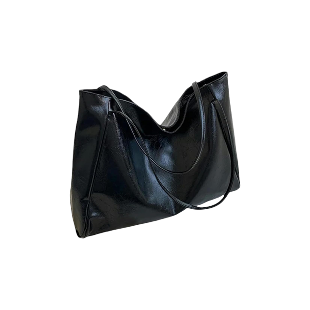 Solid Shoulder Tote Bag Double Handle Minimalist PU - Fashion Vogue 
